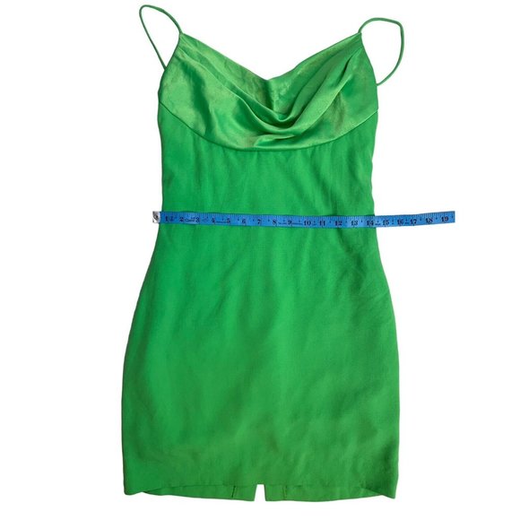 A.J. Bari Neiman Marcus Retro 80-90’s Green Mini Dress Ruffled Scoop Neck SZ10 - Picture 6 of 11
